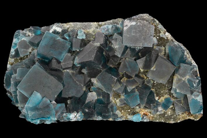 Blue Cubic Fluorite on Quartz - China #120305